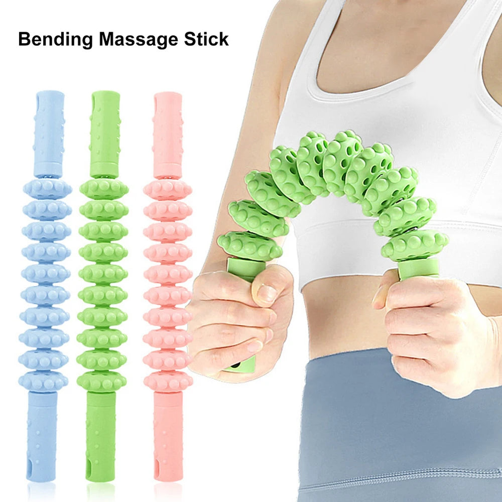 Muscle Roller Stick with Trigger Points,Bendable Body Massage Stick to Help Legs,Back,Neck Recovery,Relief Muscle Soreness