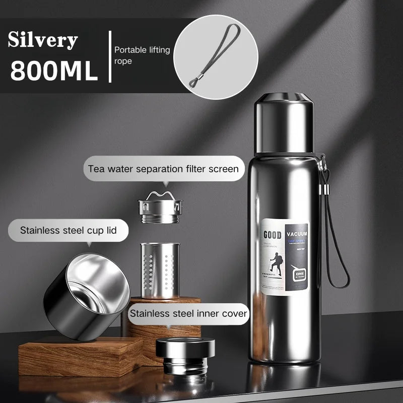 600-2000ML Large Capacity Cold Thermal Thermos Tumbler Stainless Steel Insulated Water Bottle Insulation Flask Pot Travel Mug