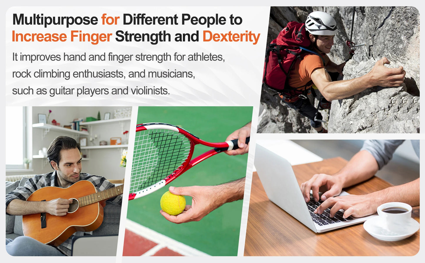 Grip Trainer Kit: Adjustable Hand Gripper,Finger/Hand Exercisers,Stress Ball & Forearm Ring for Muscle Build & Injury Rcvry