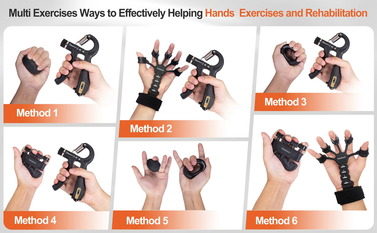 Grip Trainer Kit: Adjustable Hand Gripper,Finger/Hand Exercisers,Stress Ball & Forearm Ring for Muscle Build & Injury Rcvry