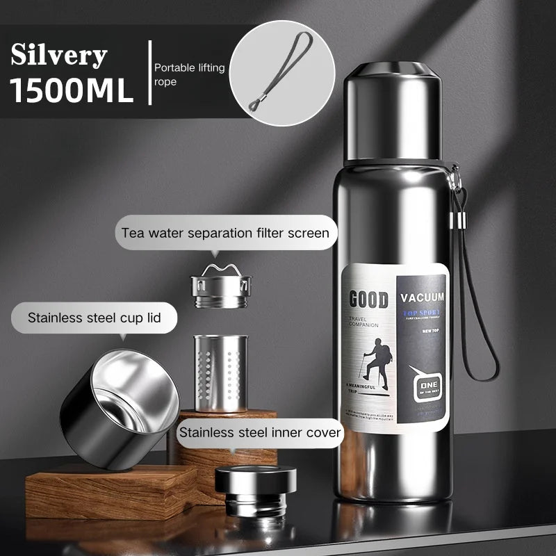 600-2000ML Large Capacity Cold Thermal Thermos Tumbler Stainless Steel Insulated Water Bottle Insulation Flask Pot Travel Mug