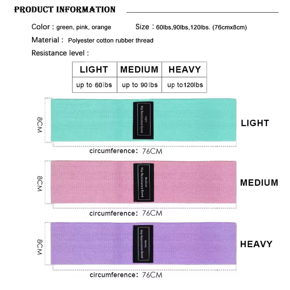 Anti-Slip Elastic Booty Hip Circle Fitness Gym Exercise Band Workout Yoga Fabric Resistance Bands