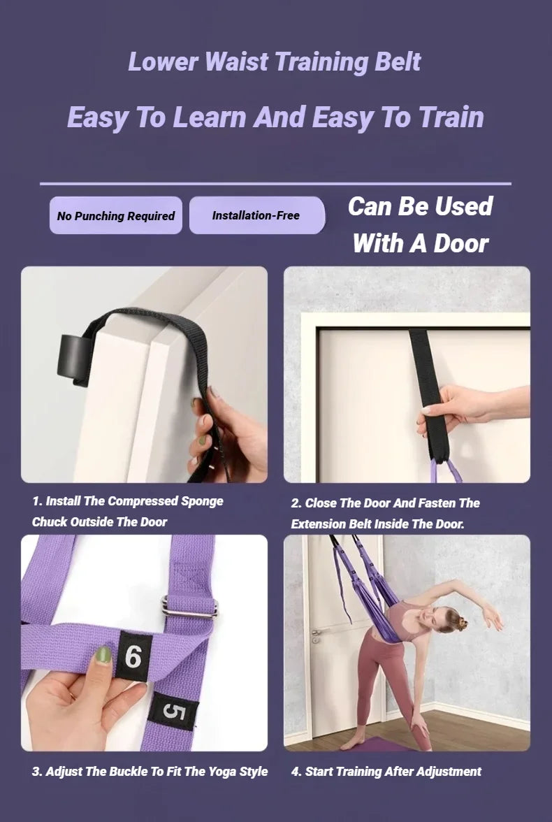 Adjustable Aerial Air Yoga Strap Pull Rope Women Hanging Hammock Stretch Leg Splits Trainer Female Gym Belt Stretching Fitness
