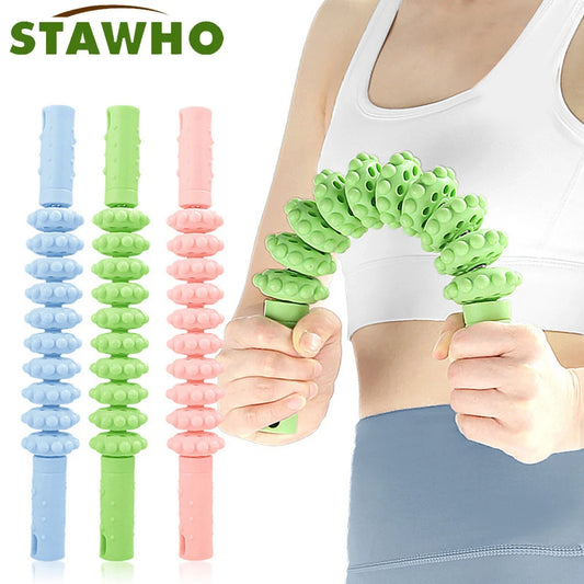Muscle Roller Stick with Trigger Points,Bendable Body Massage Stick to Help Legs,Back,Neck Recovery,Relief Muscle Soreness