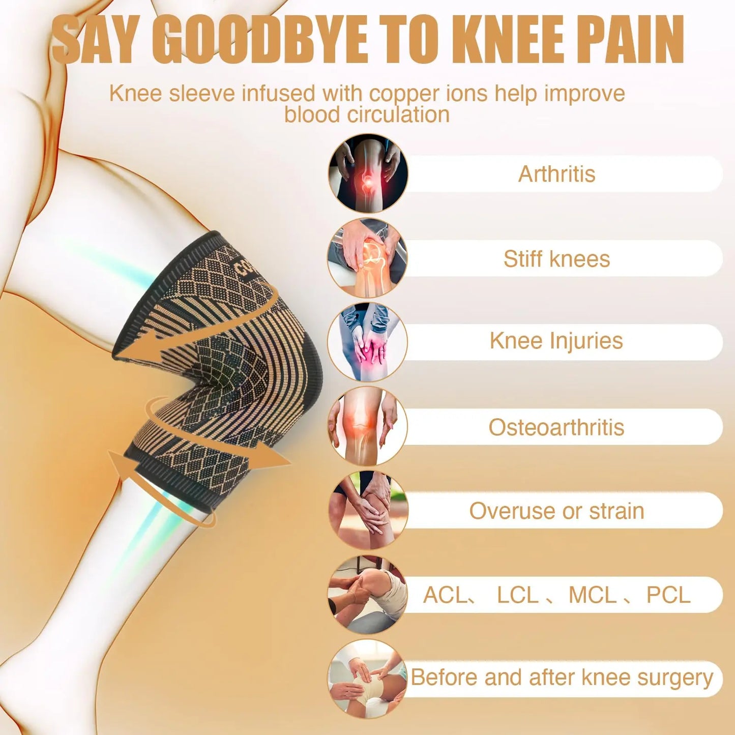 Copper Knee Braces for Women and Men,Copper Compression Knee Sleeve for Knee Pain,Arthritis,ACL,Knee Support for Running