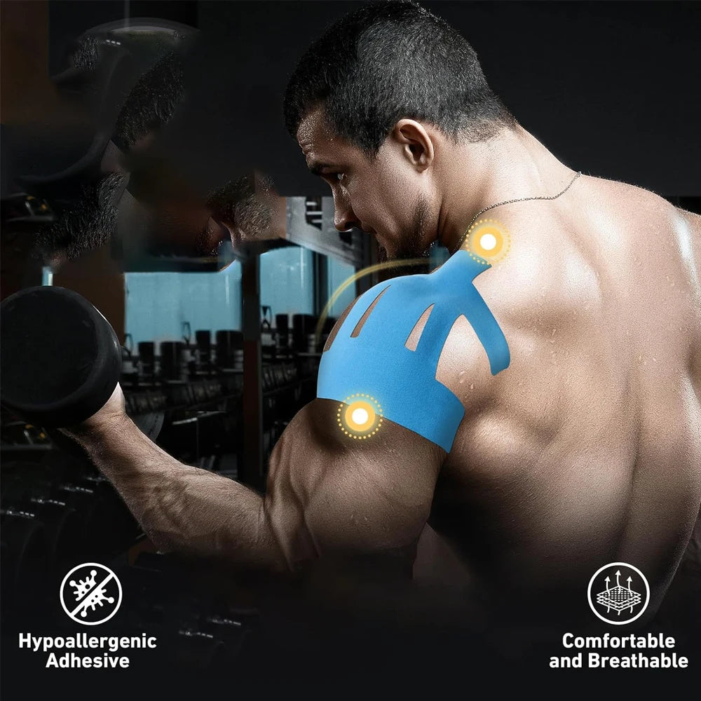 10 PCS Kinesiology Tape for Shoulder Precut,Shoulder Tape -Waterproof & Breathable, Enhance Elastic Sports Tape for Pain Support