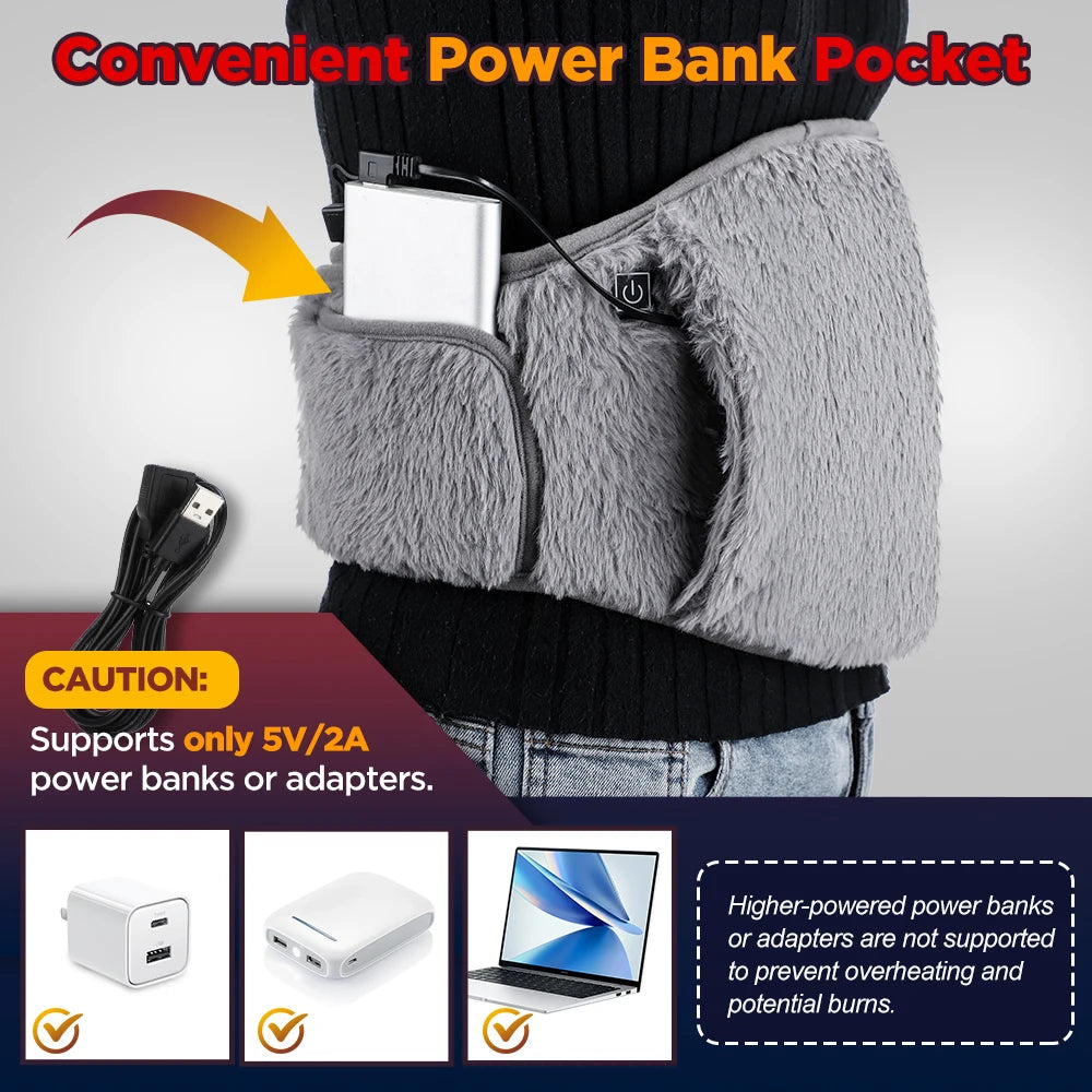 3 Levels Electric Graphene Heating Pad Cold-Proof Uterine Belt Cold-Proof Hand Waist Warming Pad USB Recharging Abdominal Warmer