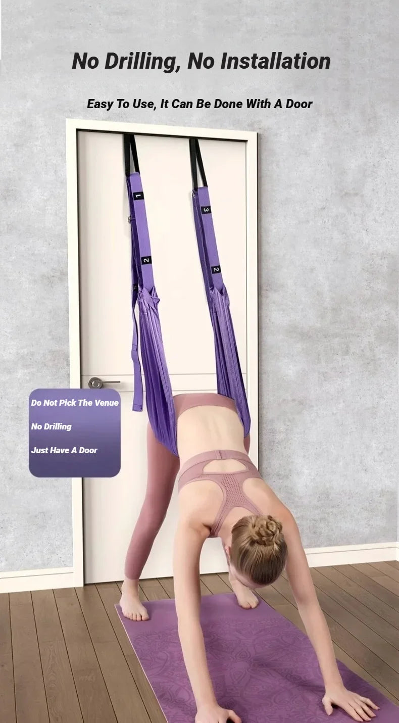 Adjustable Aerial Air Yoga Strap Pull Rope Women Hanging Hammock Stretch Leg Splits Trainer Female Gym Belt Stretching Fitness