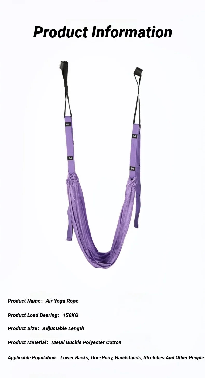 Adjustable Aerial Air Yoga Strap Pull Rope Women Hanging Hammock Stretch Leg Splits Trainer Female Gym Belt Stretching Fitness