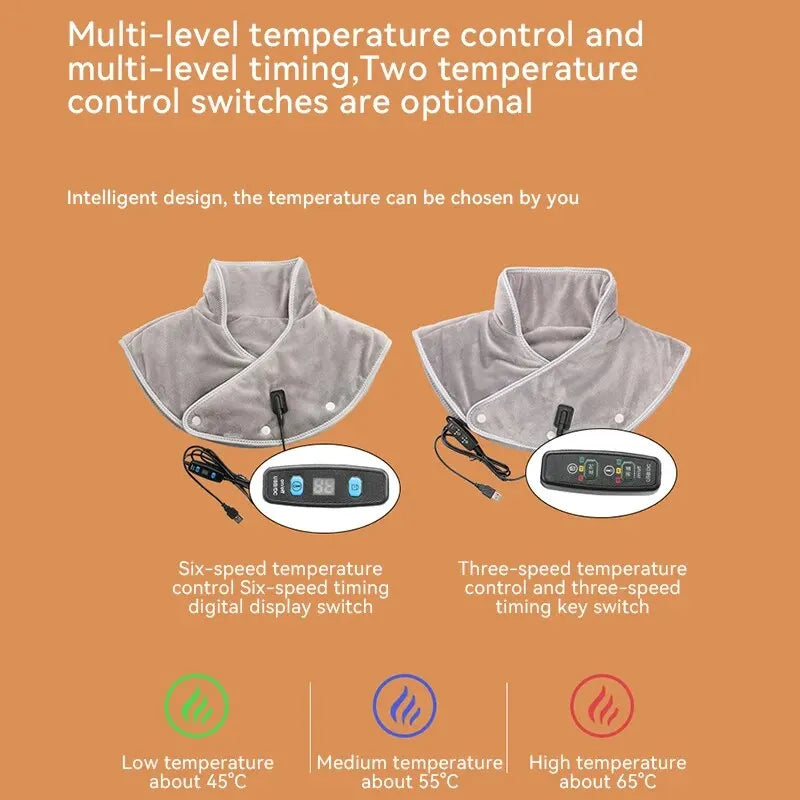 Electric Heating Shoulder Neck Pad Soft Comfortable Thermal Compress Cervical Shawl USB Heated Back Warm Wrap Tool Relief Fatigu