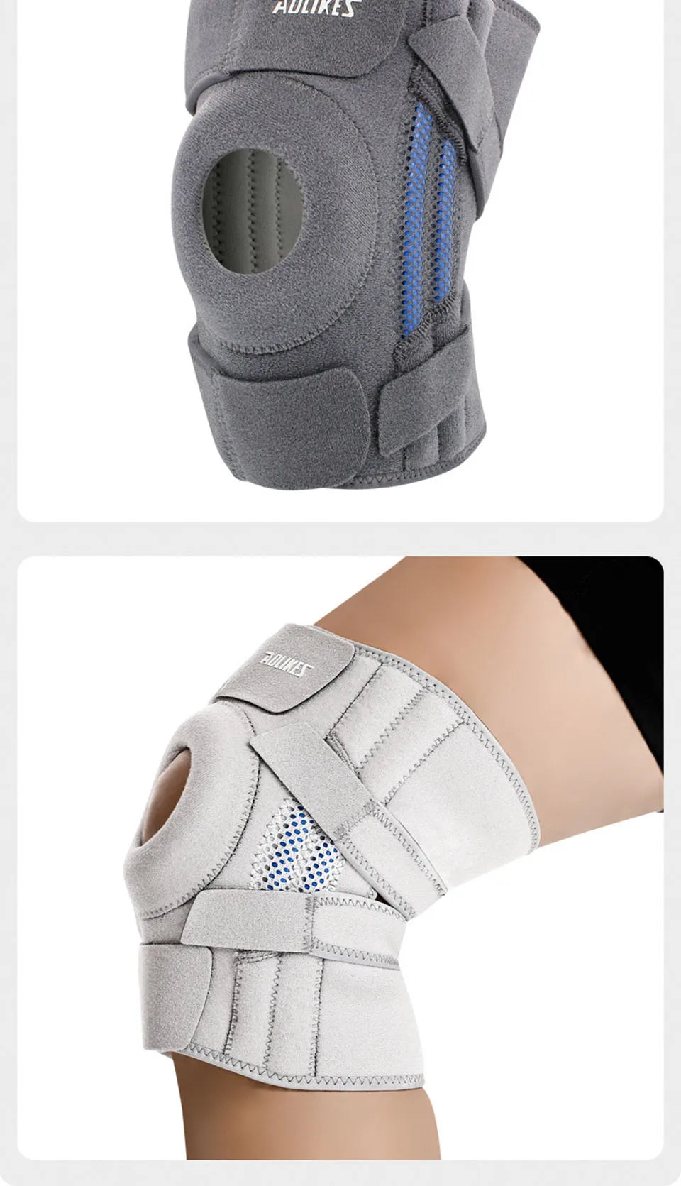 AOLIKES 1PCS Knee Pad with Silicone Spring Knee Brace Support Joint Pain Relif Patella Protector Adjustable Kneepad Guard