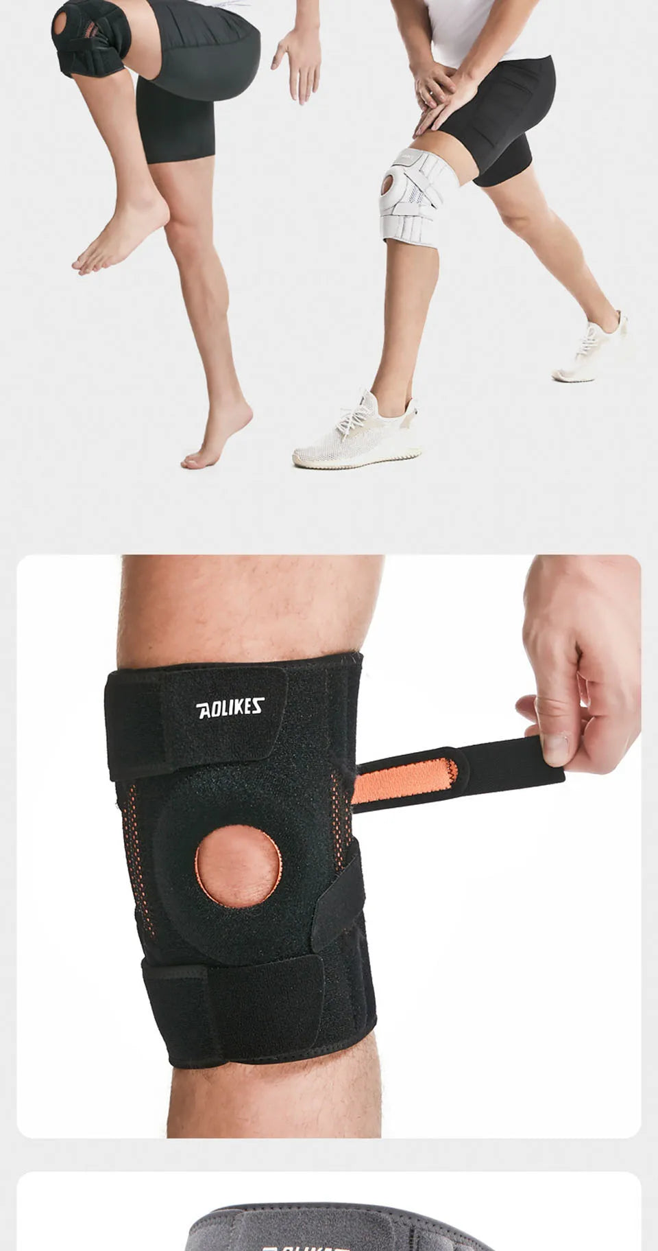AOLIKES 1PCS Knee Pad with Silicone Spring Knee Brace Support Joint Pain Relif Patella Protector Adjustable Kneepad Guard
