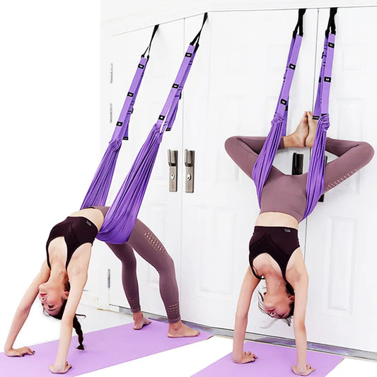 Adjustable Aerial Air Yoga Strap Pull Rope Women Hanging Hammock Stretch Leg Splits Trainer Female Gym Belt Stretching Fitness