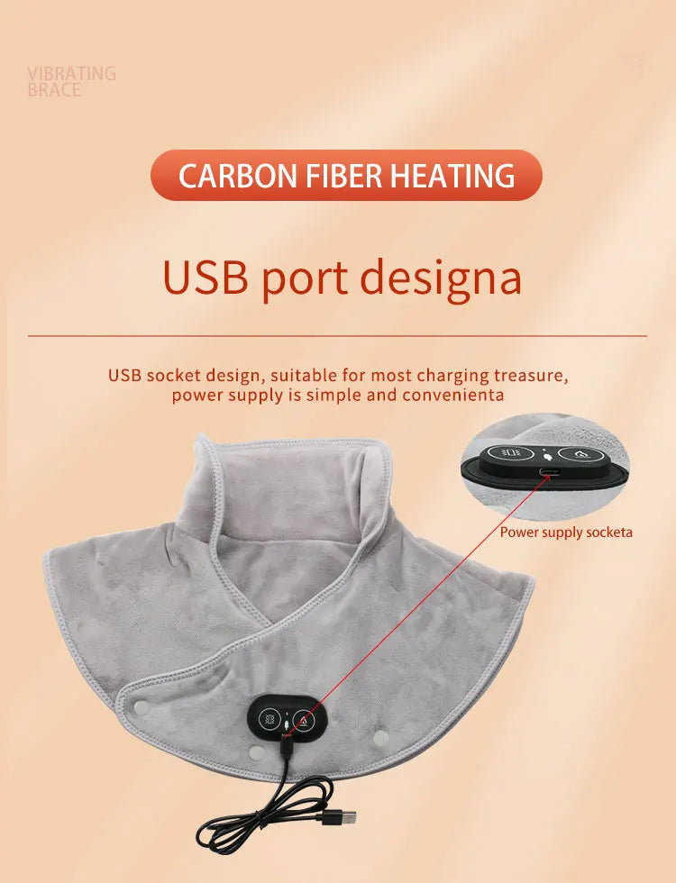 Electric Heating Shoulder Neck Pad Soft Comfortable Thermal Compress Cervical Shawl USB Heated Back Warm Wrap Tool Relief Fatigu