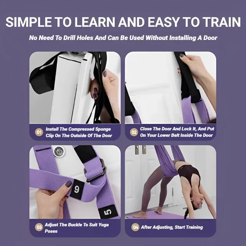 Adjustable Aerial Air Yoga Strap Pull Rope Women Hanging Hammock Stretch Leg Splits Trainer Female Gym Belt Stretching Fitness