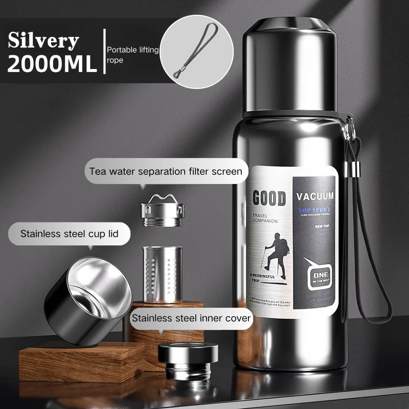 600-2000ML Large Capacity Cold Thermal Thermos Tumbler Stainless Steel Insulated Water Bottle Insulation Flask Pot Travel Mug