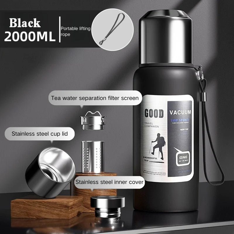 600-2000ML Large Capacity Cold Thermal Thermos Tumbler Stainless Steel Insulated Water Bottle Insulation Flask Pot Travel Mug