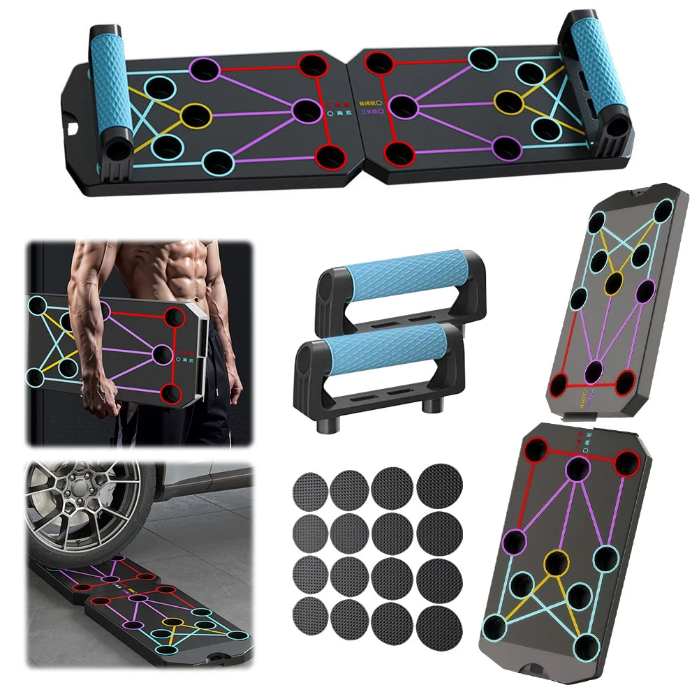 Folding Push-up Board Portable Fitness Equipment Multi-Functional Abdominal Enhancement Support Heavy Duty for Strength Training
