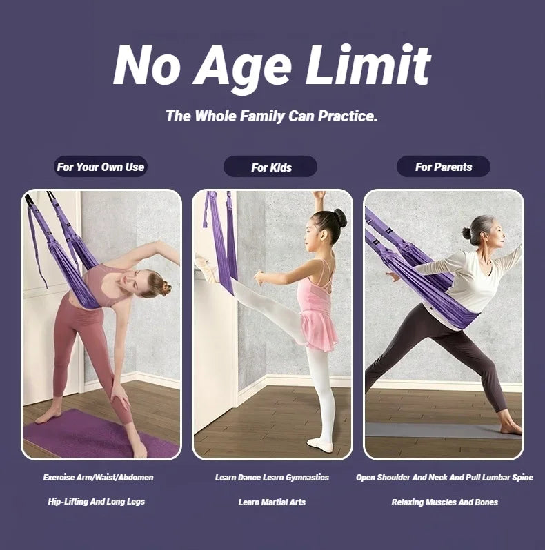 Adjustable Aerial Air Yoga Strap Pull Rope Women Hanging Hammock Stretch Leg Splits Trainer Female Gym Belt Stretching Fitness