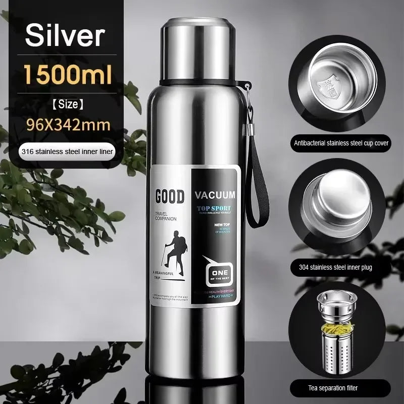 600-2000ML Large Capacity Cold Thermal Thermos Tumbler Stainless Steel Insulated Water Bottle Insulation Flask Pot Travel Mug