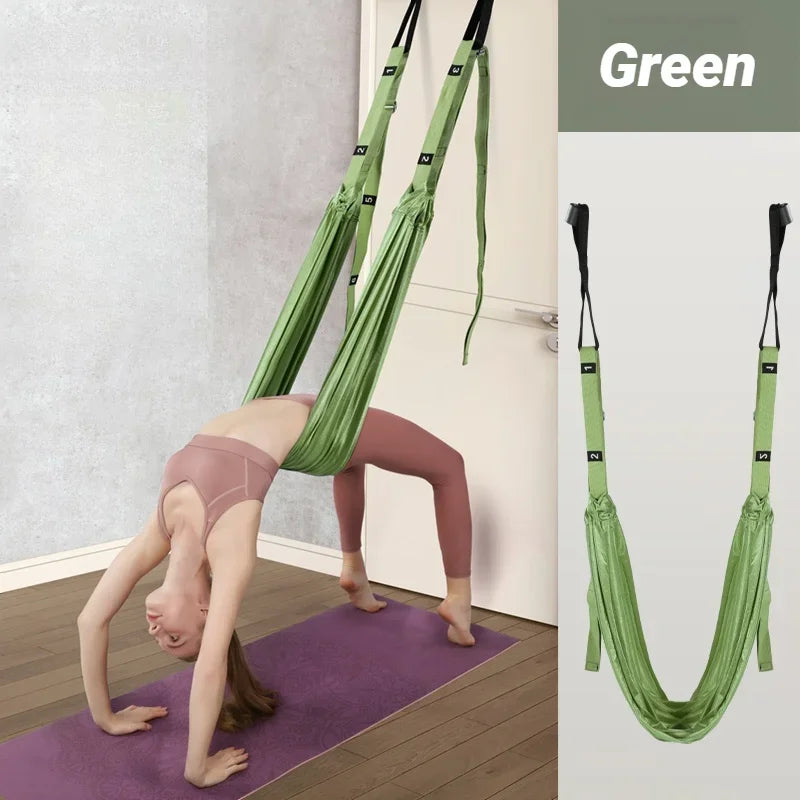 Adjustable Aerial Air Yoga Strap Pull Rope Women Hanging Hammock Stretch Leg Splits Trainer Female Gym Belt Stretching Fitness