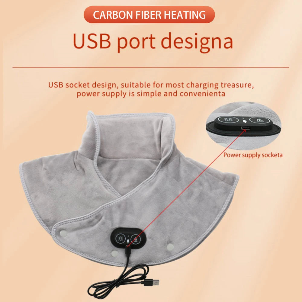 Electric Heating Shoulder Neck Pad Soft Comfortable Thermal Compress Cervical Shawl USB Heated Back Warm Wrap Tool Relief Fatigu