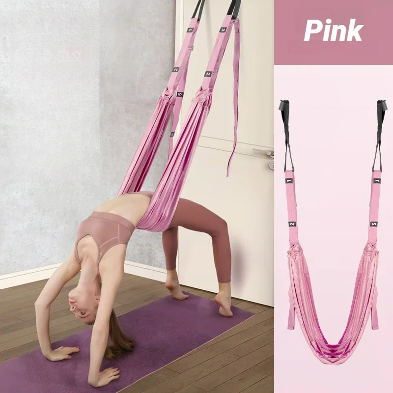 Adjustable Aerial Air Yoga Strap Pull Rope Women Hanging Hammock Stretch Leg Splits Trainer Female Gym Belt Stretching Fitness